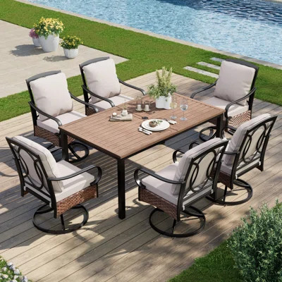 Argyri Rectangular 6 - Person 64" Long Dining Set with Cushions | Wayfair North America