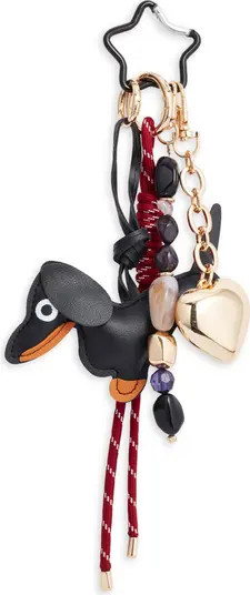 Dog & Heart Beaded Faux Leather Bag Charm | Nordstrom