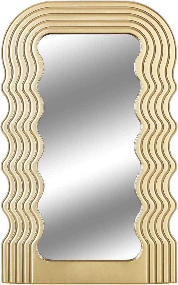 Z PLINRISE Aesthetic Wave Pattern Irregular Frame Mirror, Decorative Desk Wall Mirror for Living ... | Amazon (US)