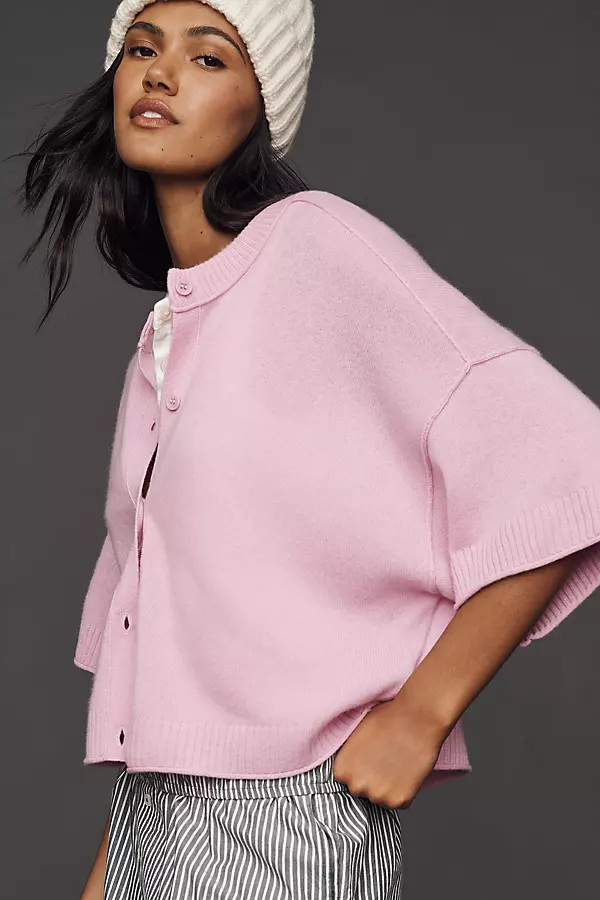 The Goldie Crew-Neck Cashmere Cardigan Sweater | Anthropologie (US)