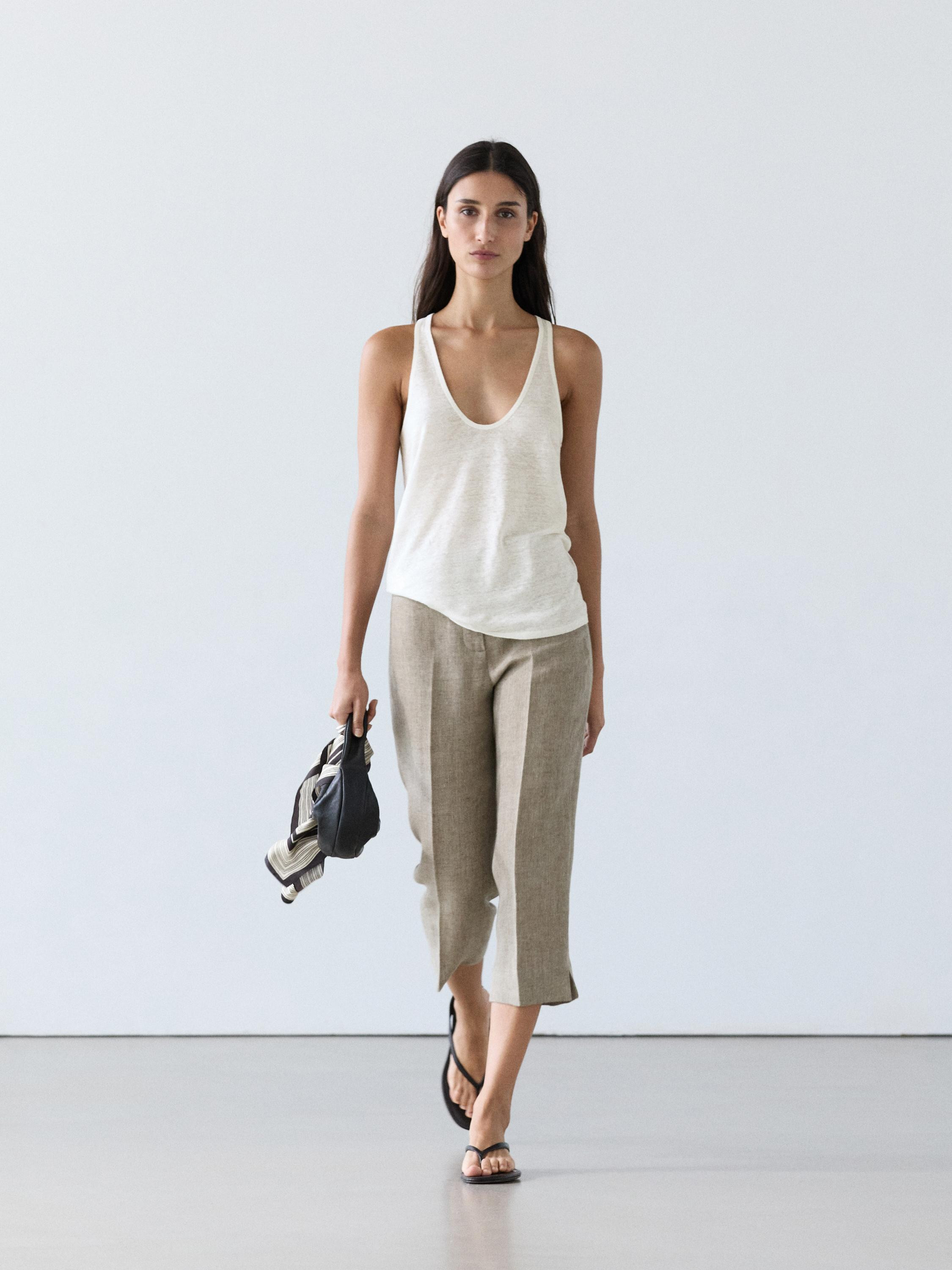 100% linen strappy top | Massimo Dutti UK