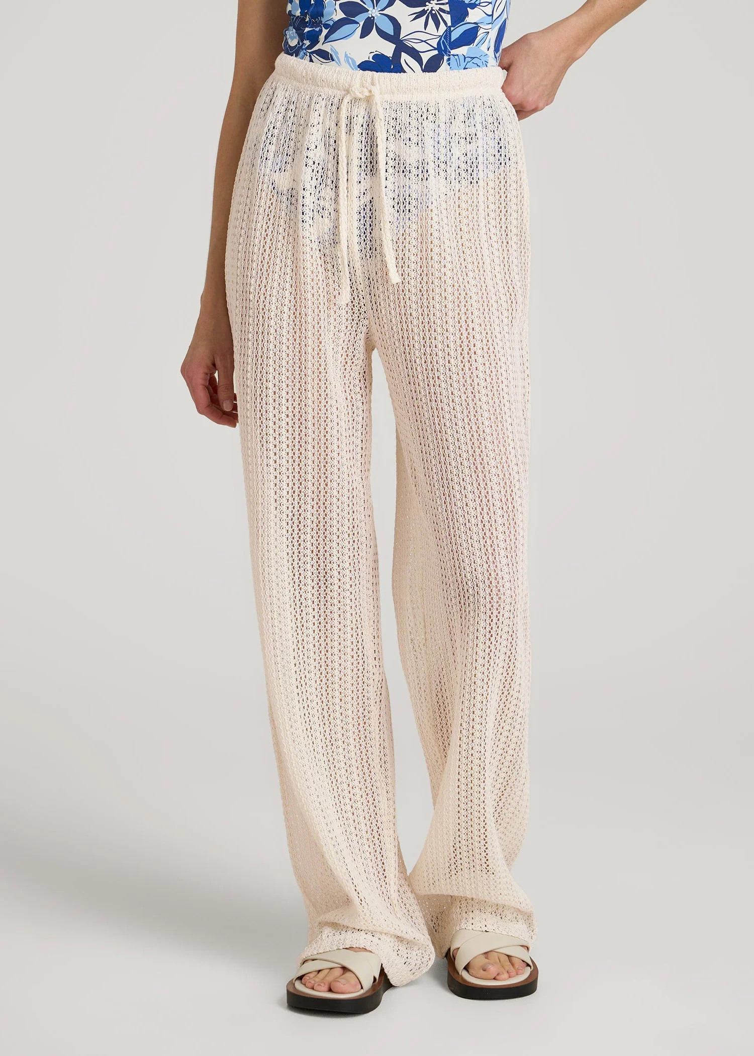 Openwork Knit Pants for Tall Women in Natural | American Tall