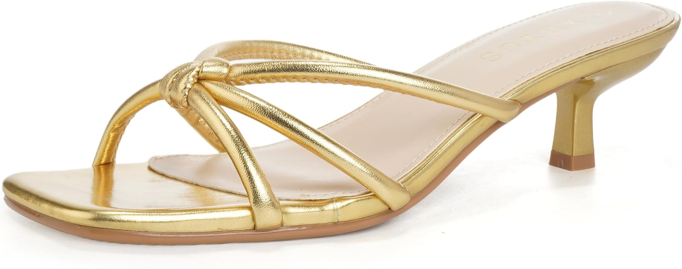 Women's Spaghetti Strap Square Open Toe Kitten Heel Mule Sandals | Amazon (US)