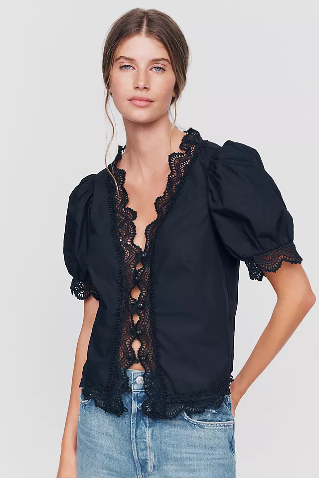 100% Cotton Lace Detail Blouse | Anthropologie (US)