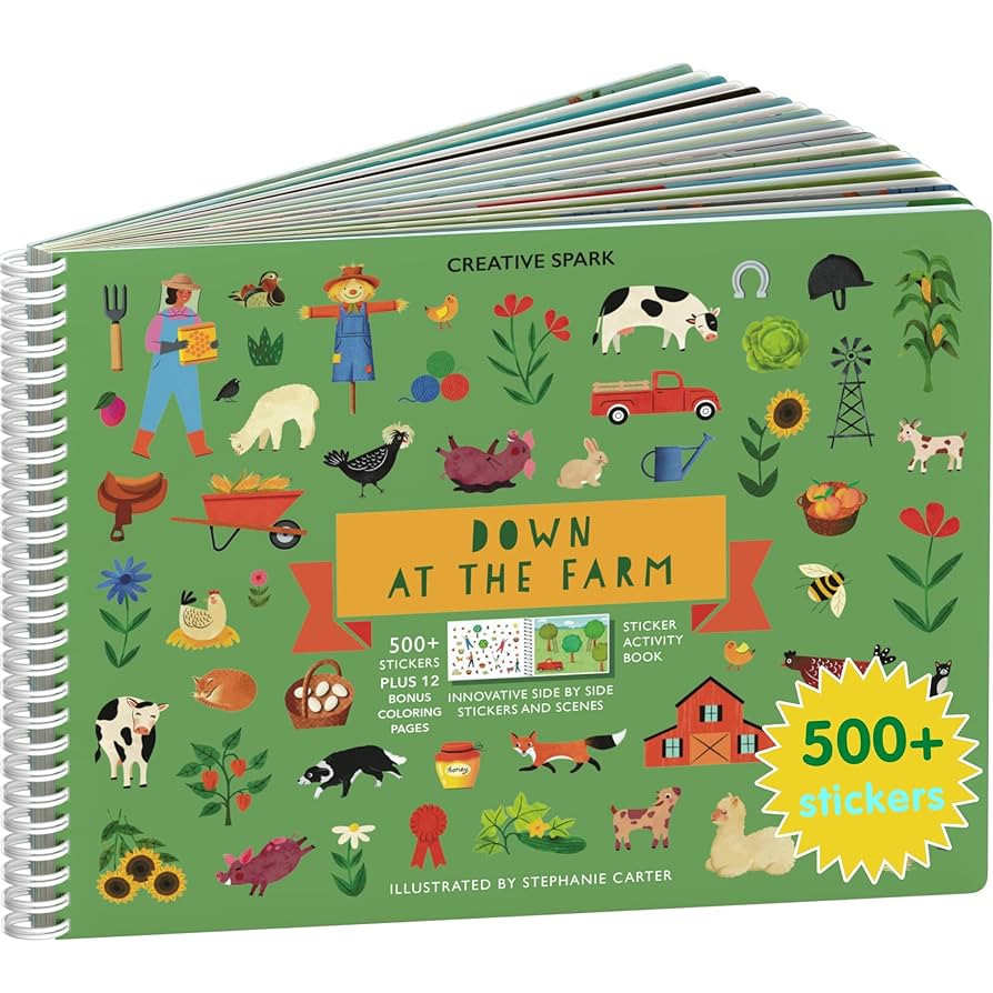 Cupkin Farm Animal Sticker Book Activity for Kids, Toddler Airplane Travel Essentials, 500+ Horse... | Amazon (US)