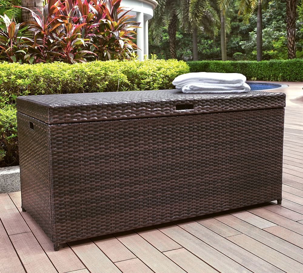 Benson Outdoor Wicker Pool Storage Bin | Pottery Barn (US)