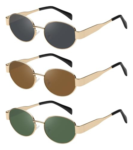 YDAOWKN Retro Oval Sunglasses for Women Men Trendy Classic Shades Sun Glasses Metal Frame UV400 Protection | Amazon (US)