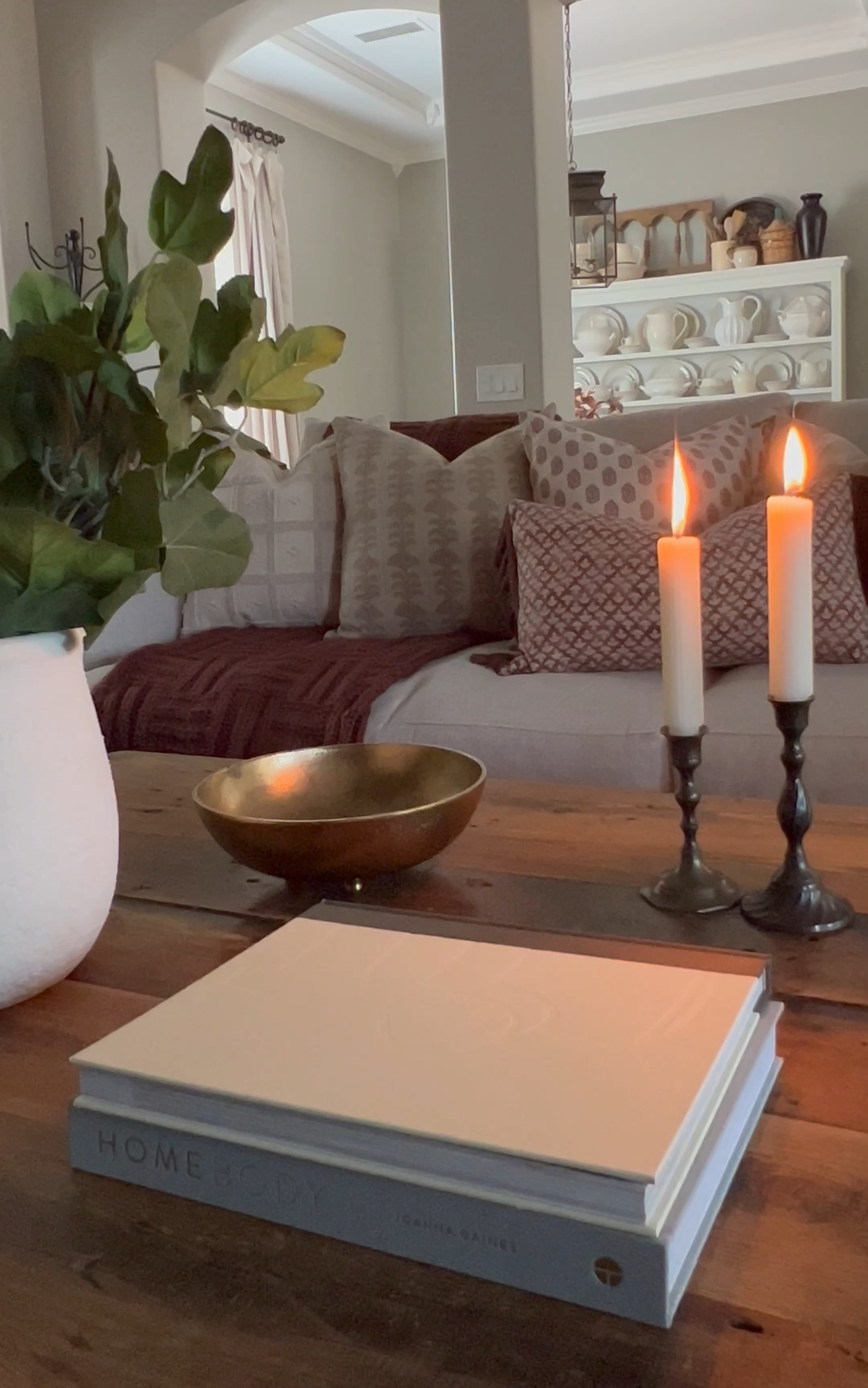 Family room refresh with home decor items from Studio McGee and Hearth & Hand with Magnolia! Faux fig stems, throw pillow, throw blanket, candle holder, coffee table decor, vase, metal bowl, modern farmhouse, organic modern, cottage, living room, den, Target, Threshold

#LTKhome #LTKFind #LTKstyletip