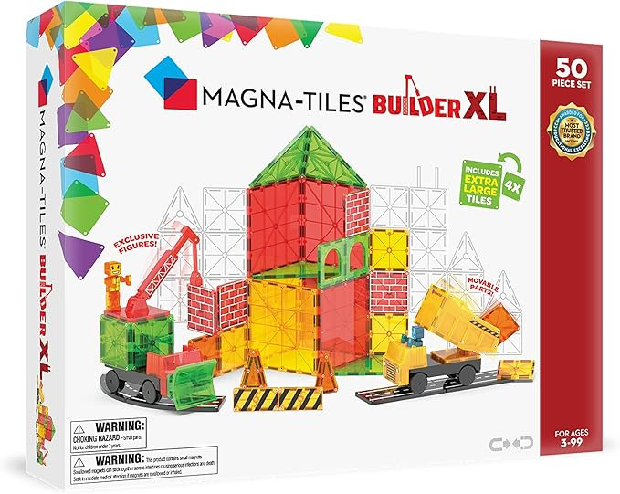 MAGNA-TILES Builder XL 50-Piece Magnetic Construction Set, The Original Magnetic Building Brand | Amazon (US)