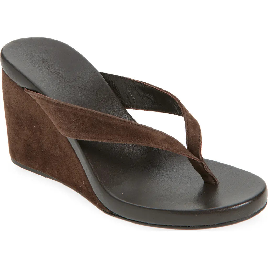 Tony Bianco Avanti Platform Wedge Flip Flop in Espresso Suede at Nordstrom, Size 10 | Nordstrom