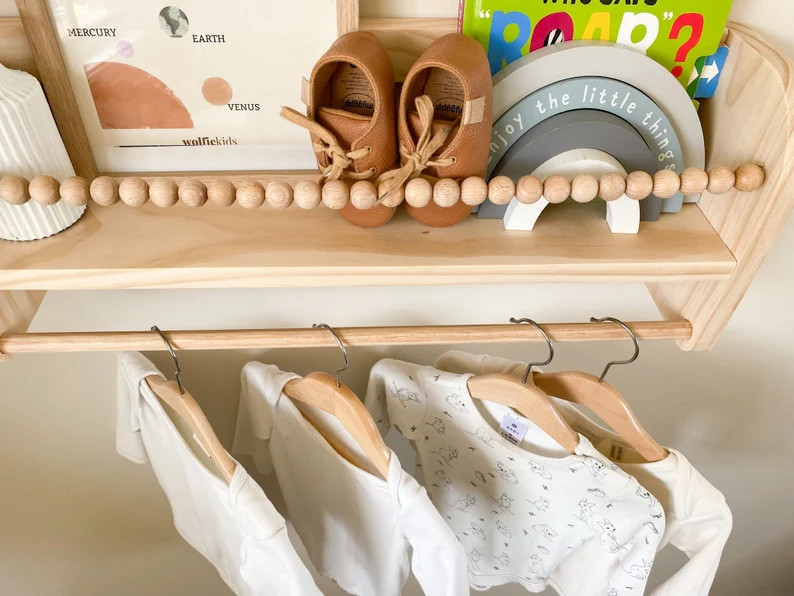 Kids Bookshelf Beaded Large With Rod - Etsy | Etsy (US)