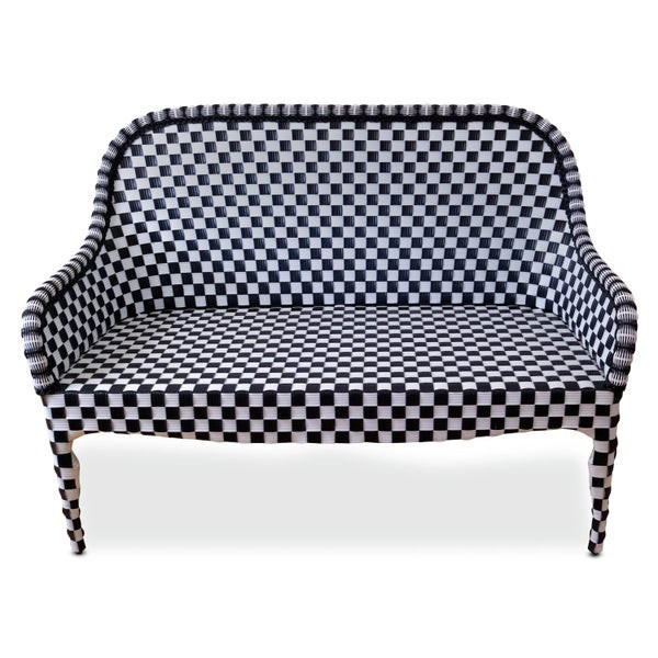 MacKenzie-Childs Gambit Check Outdoor Loveseat | MacKenzie-Childs