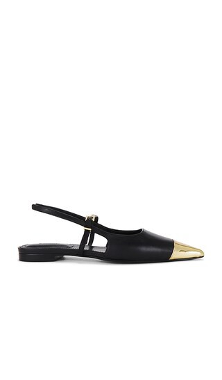Ada Leather Mini Buckle Flat in Black & Gold | Revolve Clothing (Global)