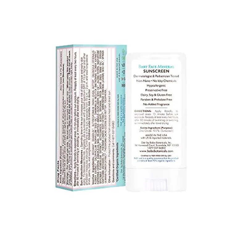 Babo Botanicals Baby Face Mineral Sunscreen Stick SPF 50 – with 70+% Organic Ingredients & Zinc... | Walmart (US)