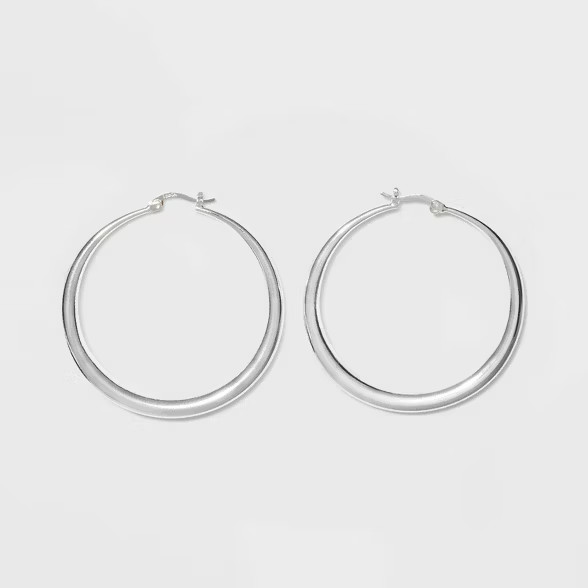 Silver Plated Graduated Hoop Earrings 50mm - A New Day™ Silver | Target