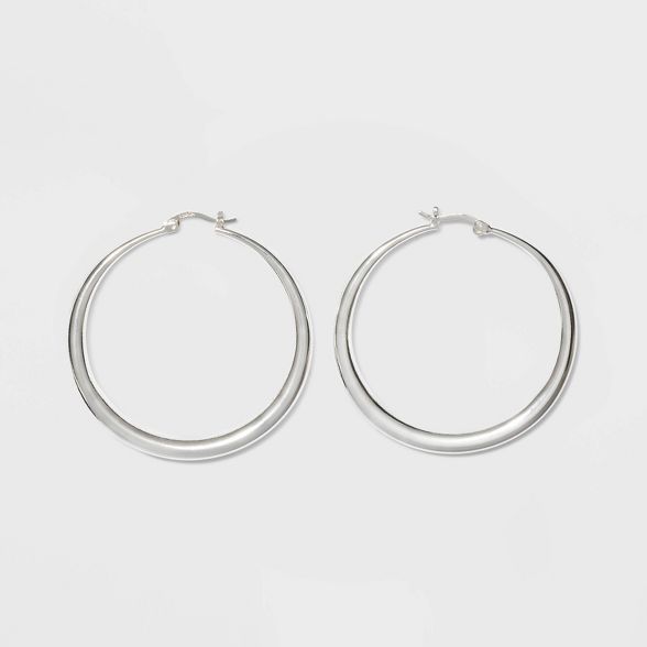 Silver Plated Graduated Hoop Earrings 50mm - A New Day&#8482; Silver | Target
