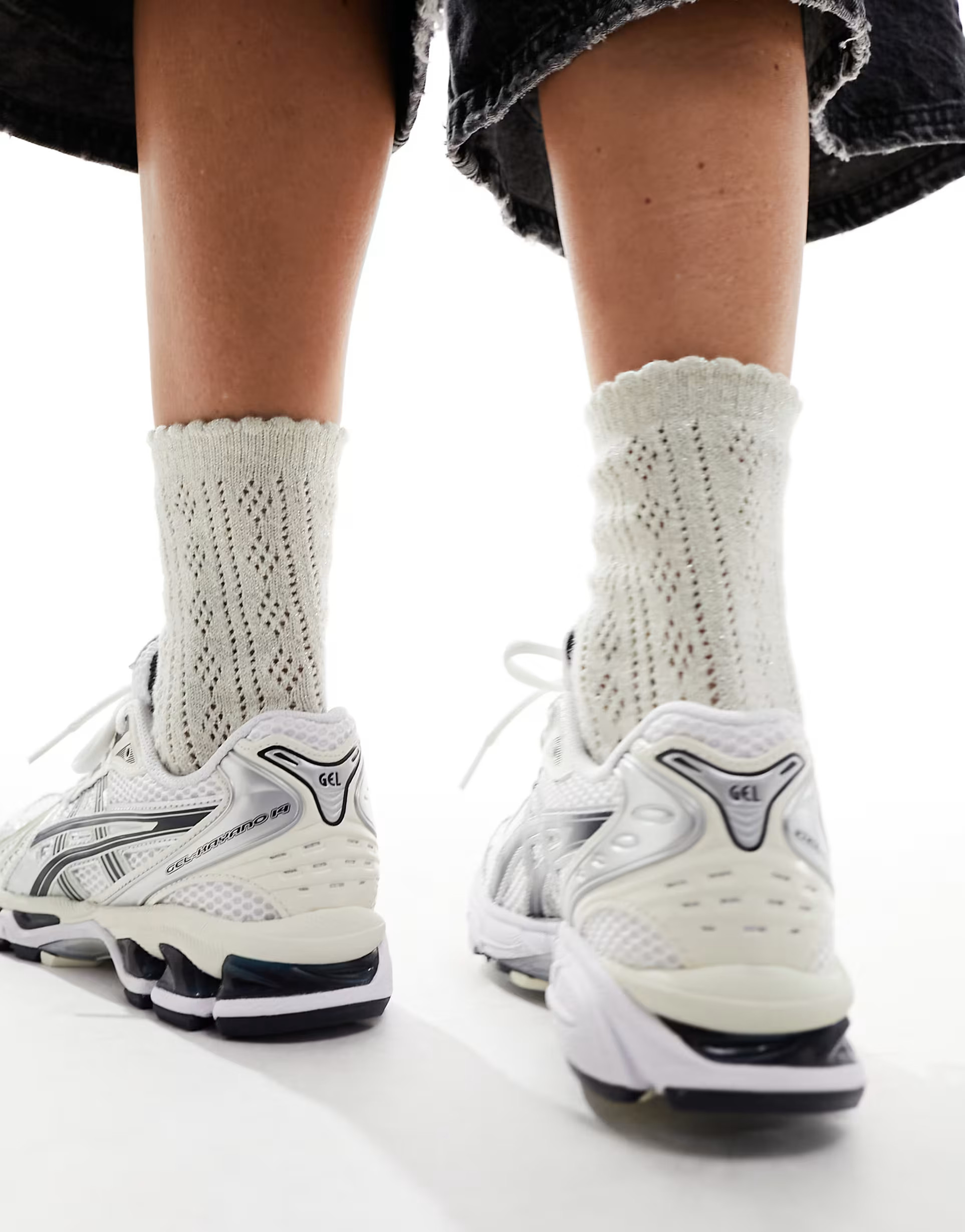 Asics Gel-Kayano 14 trainers in white silver and navy | ASOS (Global)