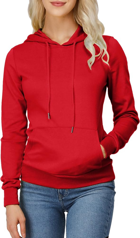 Women's Slim Fit Pullover Hoodie Lightweight Long Sleeve Kangaroo Pocket Basic Casual wear | Amazon (US)