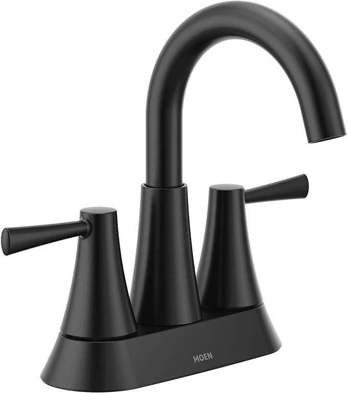 Moen Ronan Matte Black Two-Handle 4" Centerset Modern Bathroom Faucet with Push-Down Drain, 84022... | Amazon (US)