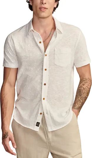 Short Sleeve Slub Jersey Button-Up Shirt | Nordstrom