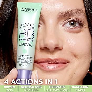 L'Oréal Paris Makeup Magic Skin Beautifier BB Cream Tinted Moisturizer, Anti-Redness, 1 fl oz, 1... | Amazon (US)