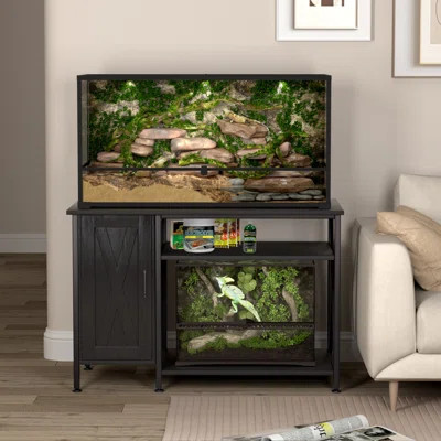 40-120 Gallon Reptile Tank Stand with Power Outlet, Terrarium Stand with Storage Cabinet, 48" X 24" Tabletop | Wayfair North America