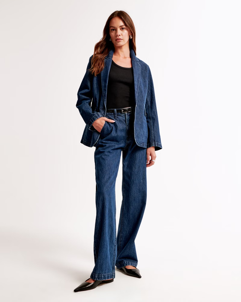 Women's Classic Denim Blazer | Women's Coats & Jackets | Abercrombie.com | Abercrombie & Fitch (US)