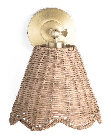 2pk 11in Rattan Scallop Sconces | TJ Maxx