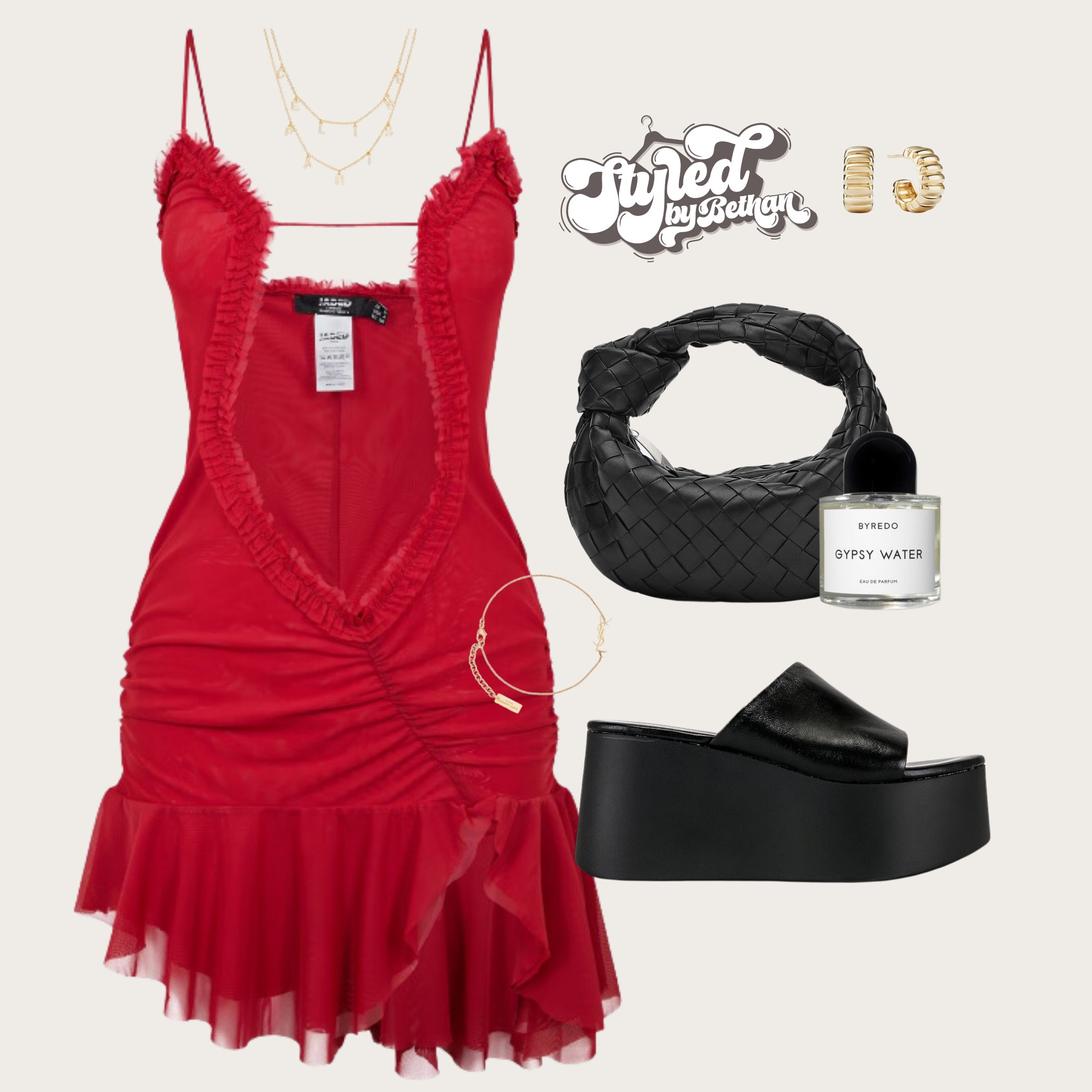 🌶️🌶️🌶️ tags: jaded london red dress, revolve black sliders, botegga black knot bag, celine Paris gold layered necklace, mejuri gold earrings, ysl gold bracelet. Summer vacation holiday outfit inspiration inspo for Ibiza, city break, clubbing, rave. 

#LTKstyletip #LTKsummer #LTKpartywear