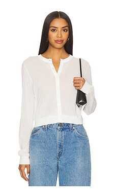 White + Warren Paperfine Crewneck Cardigan in White from Revolve.com | Revolve Clothing (Global)