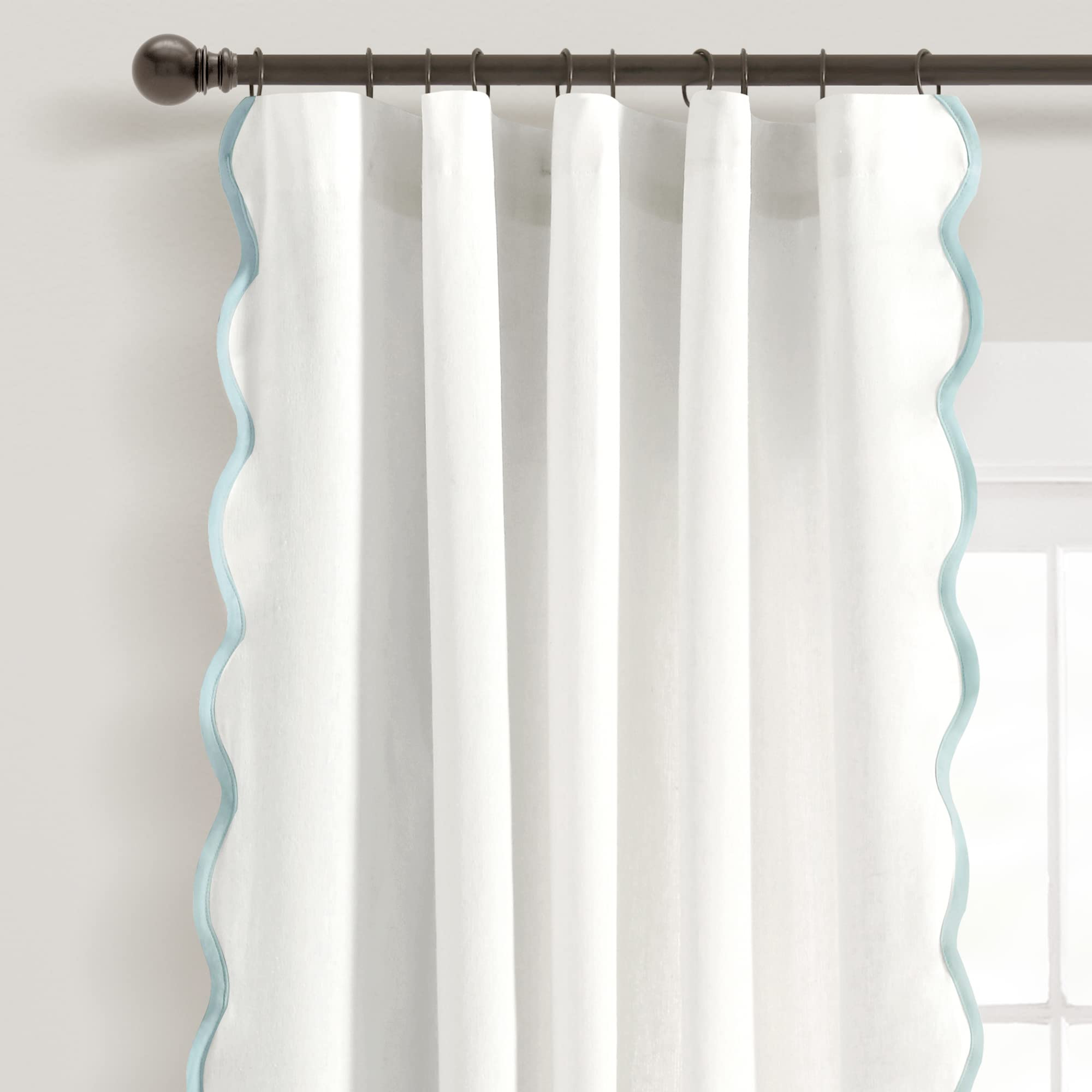 Lush Decor Coastal Chic Scallop Edge Window Curtain Panel Pair, 52" W x 84" L, Blue & White | Amazon (US)
