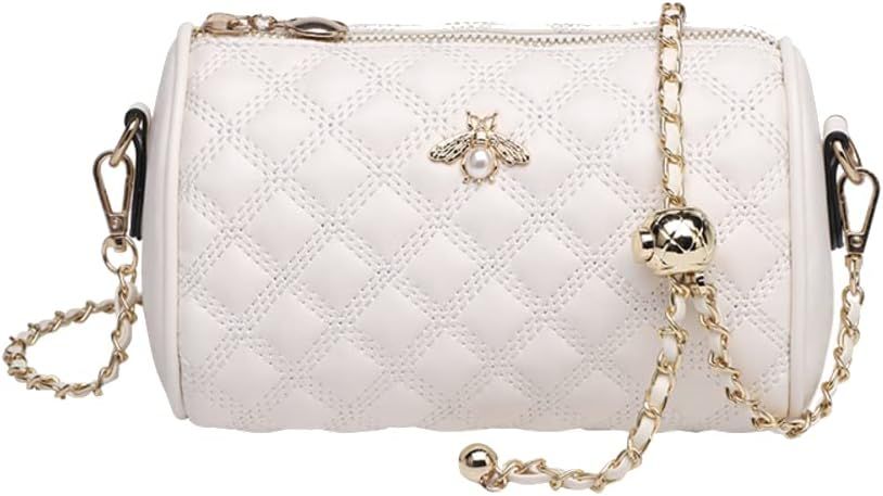 Hanbella Crossbody Purse for Women - Cute Quilted Leather Shoulder Bag with Gold Chain Strap for ... | Amazon (US)