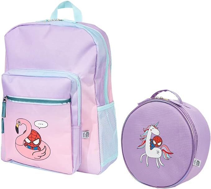 Yoobi x Marvel Backpack & Lunch Bag Set – Spider-Man Backpack & Lunch Bag for Kids w/ Flamingo ... | Amazon (US)