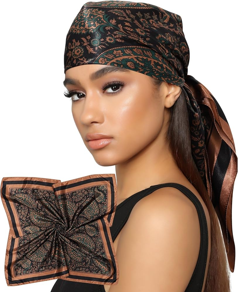 AWAYTR 35” Satin Head Scarf for Women Like Silk Scarf for Hair Scarf Satin Hair Bandana Women H... | Amazon (US)