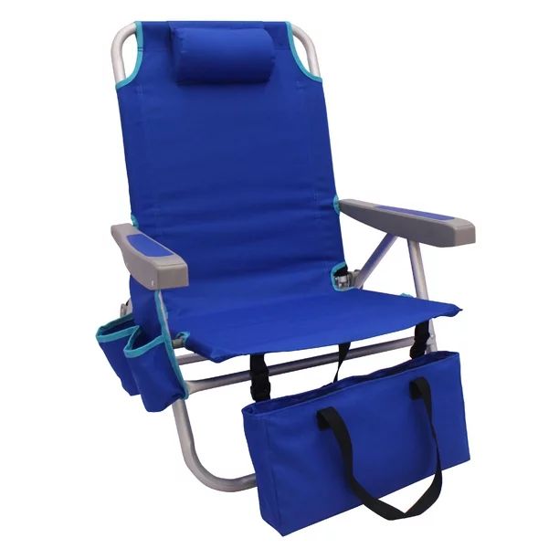Mainstays Reclining Beach & Event Backpack Chair with Cooler Bag Blue | Walmart (US)