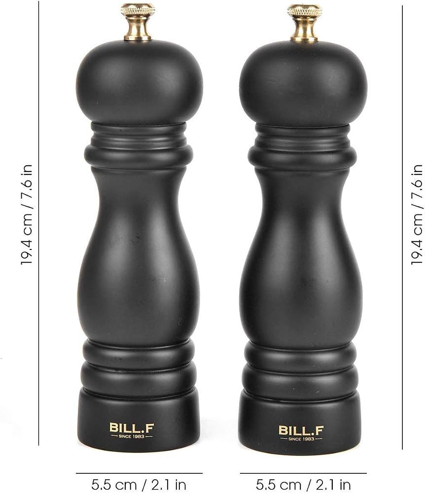 BILL.F Salt and Pepper Grinder Wooden Pepper Mill Grinder Salt Pepper Shakers Set of 2 with Adjus... | Amazon (US)