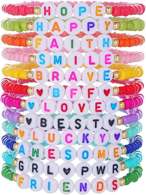 Heishi Surfer Clay Bead Bracelets Set for Women - Preppy Smile Evil Eye Beaded Stretch Bracelets ... | Amazon (US)