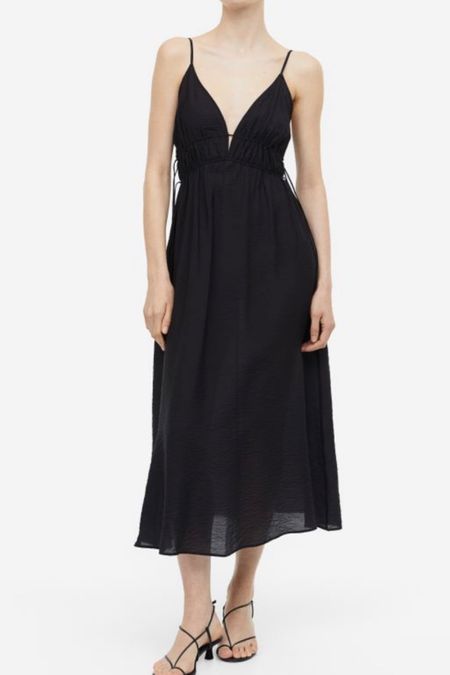 Perfect black summer dress for vacation. Plunge neckline H&M dress 
#h&mdress 

#LTKFind #LTKSeasonal #LTKstyletip