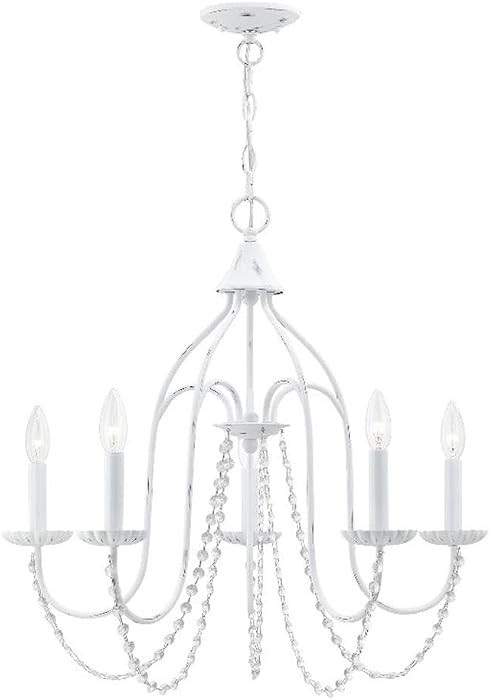 Beaumont Lane Contemporary 5-Light Metal Chandelier in Antique White | Amazon (US)