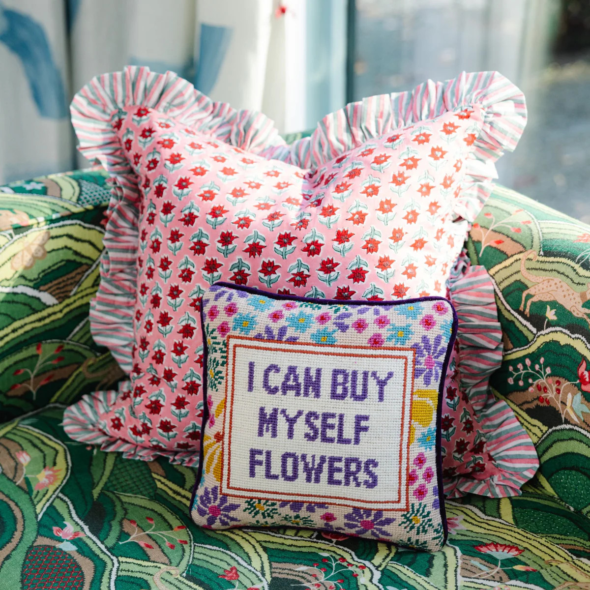 Furbish Studio - Flowers Needlepoint Pillow | Furbish Studio