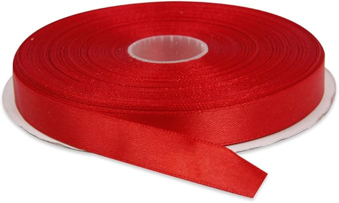 Topenca Supplies 1/2 Inches x 50 Yards Double Face Solid Satin Ribbon Roll, Red | Amazon (US)
