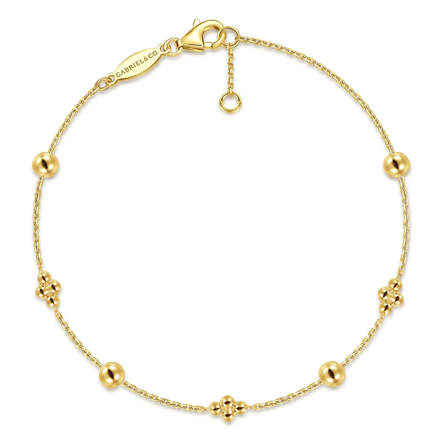 14K Yellow Gold Bujukan Ball and Clover Station Bracelet | Gabriel & Co. Fine Jewelry And Bridal