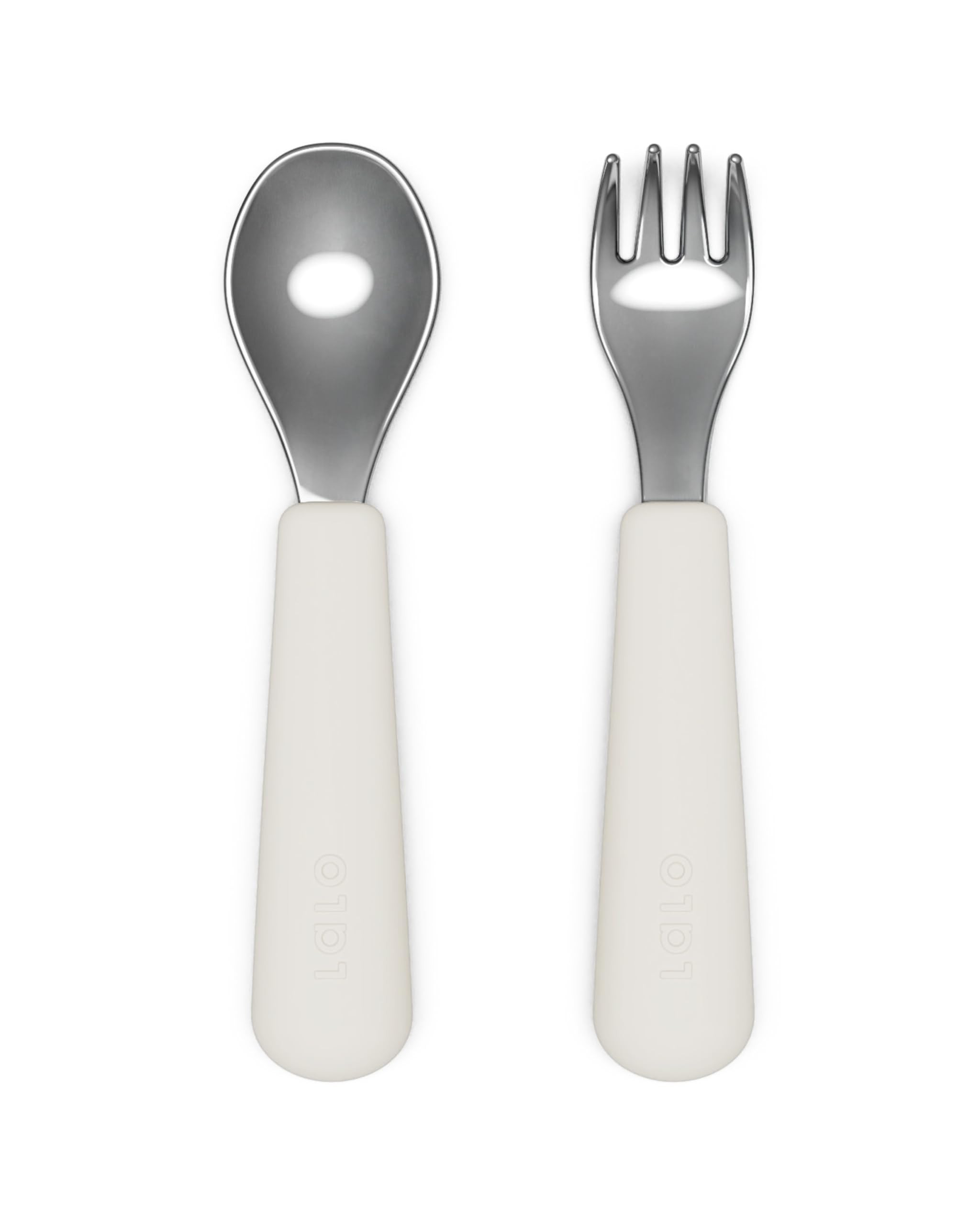 Lalo Utensils - Toddler Fork and Spoon Set - Stainless Steel and Silicone Ergonomic Toddler Utens... | Amazon (US)