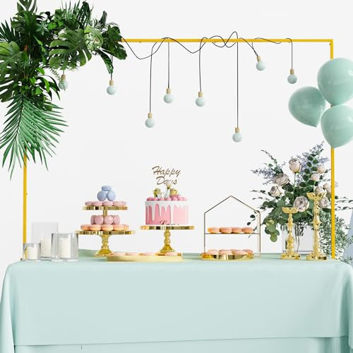 Xiomot Over the Table Rod Stand with Clamps Adjustable 13''-42'' Tall 29"-98" Length Gold Table Arch Hanging for Wedding Birthday Party Halloween Christmas Decoration | Amazon (US)