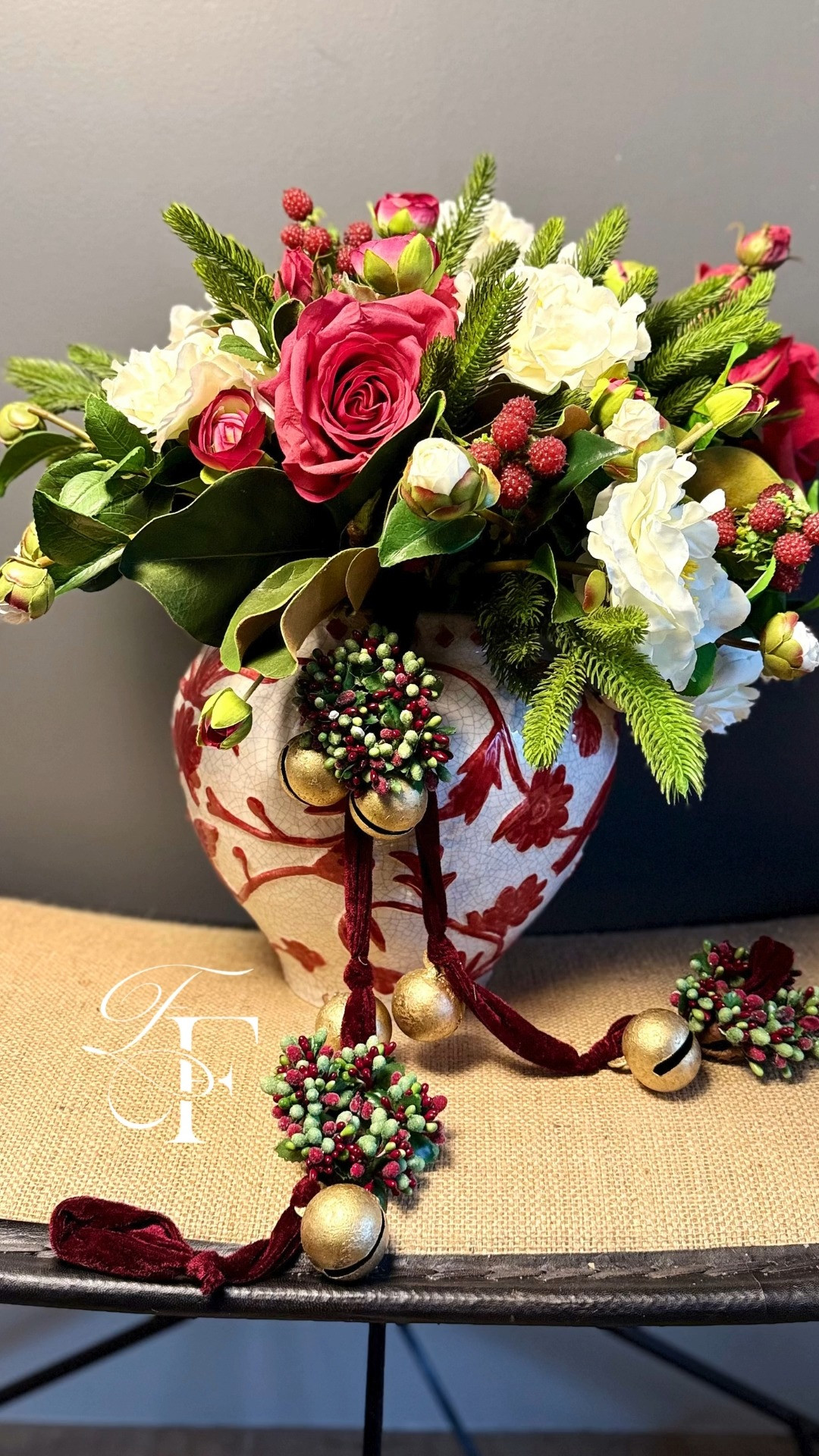 Christmas tablescape centerpiece for your holiday parties. 🎄This Faux flower, real touch flower arrangement will look beautiful in your Christmas home decor and will impress your guests. 🎁✨🎄🎁 

 #LTKHoliday #LTKSeasonal #LTKHome