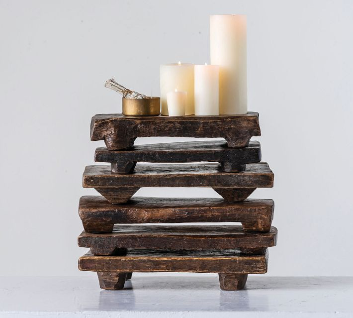 Found Reclaimed Wood Pedestal Tray | Pottery Barn (US)