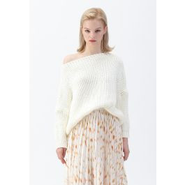 The Other Side of Chunky Hand Knit Sweater in White | Chicwish
