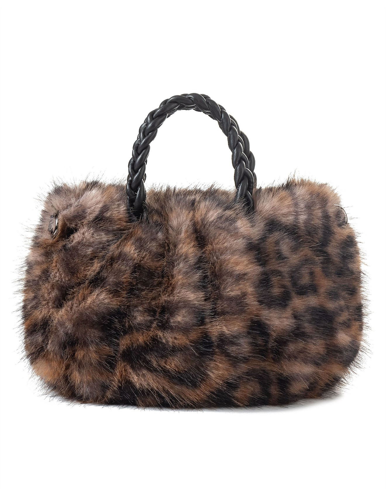 Faux Fur Leopard Top Handle Bag | David Jones (Australia & New Zealand)