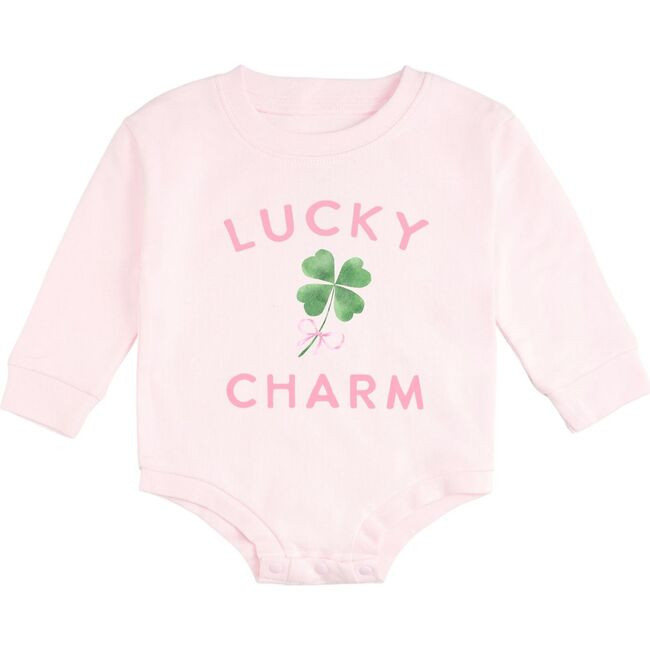Sweet Wink | Lucky Charm St. Patrick's Day Long Sleeve Romper, Ballet (Pink, Size 3-6M) | Maisonette | Maisonette