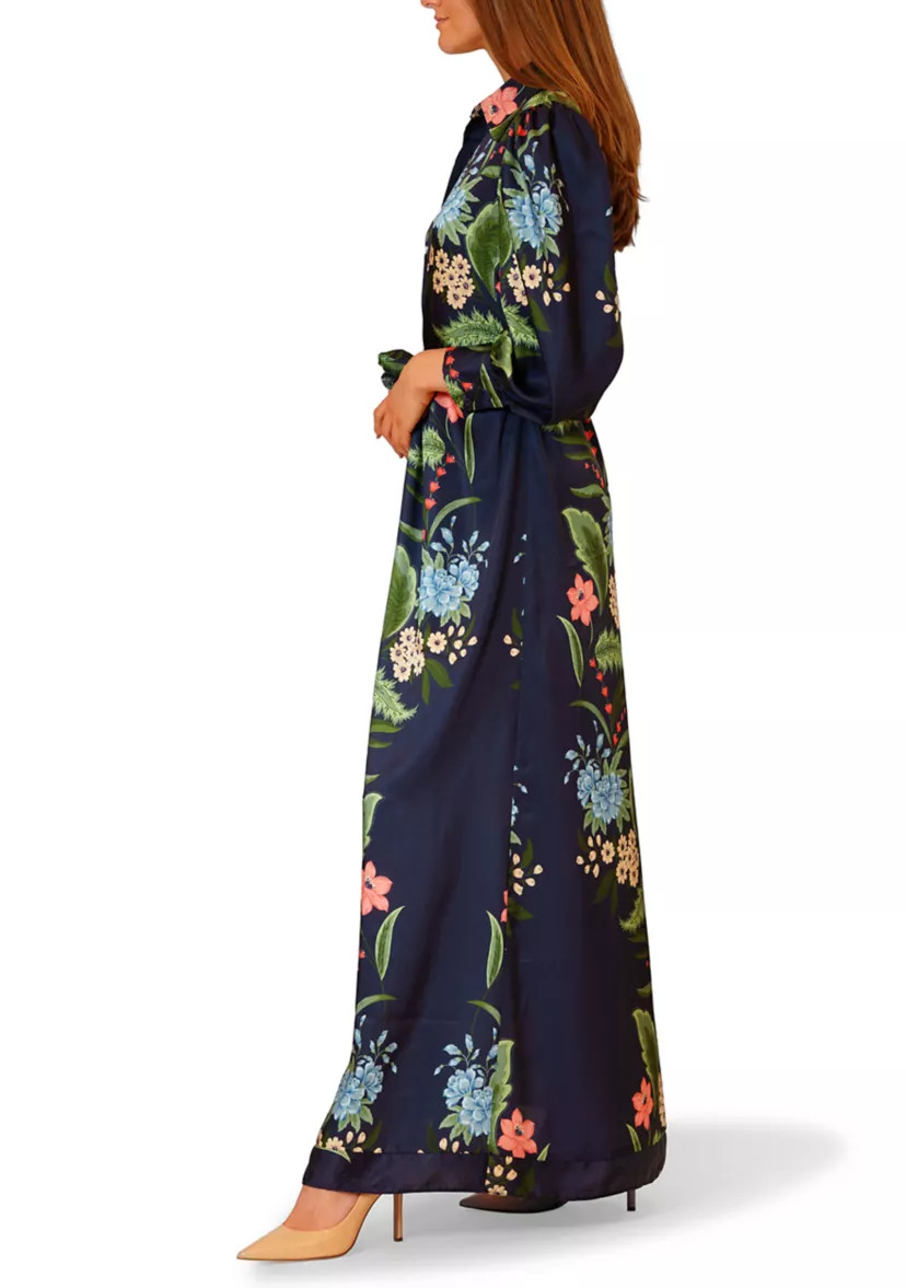 Women's Long Sleeve Printed Satin Shirtdress | Belk